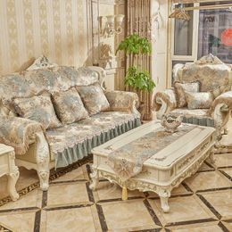 Housses de chaise haute qualité canapé serviette luxe tissu canapé ensemble couverture Chenille Jacquard pour salon 220906