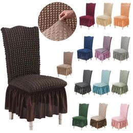 Couvre-chaise de haute qualité Luxurious Puff Ball Jacquard Cover Wedding El Dining Seat Tabine Slipcovers Stretch Chairs Case