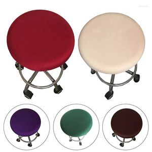 Stoelbedekkingen Hoogwaardige ronde deksel Elastische stoel Bar Stool Home Decor Slipcover Solid Color