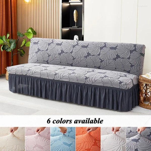 Cubiertas de silla Cubierta de sofá de alto estiramiento para sala de estar Cama de jacquard con falda A prueba de polvo Funda antideslizante Hogar El Boda