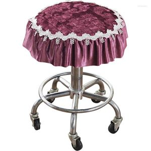 Stoelhoezen Home Decoratie Europeaan Royal Luxe Lace Round Round Stool Cushion Cover Soft Cloth Art Stoel Non-Slip