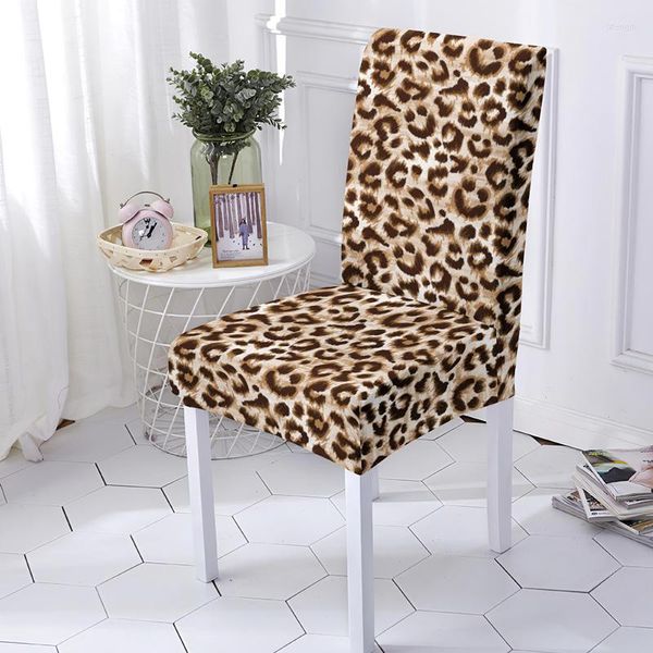Housses de chaise ménage salle à manger couverture imprimé léopard résistant à la saleté Spandex Stretch coussin protecteur lavable