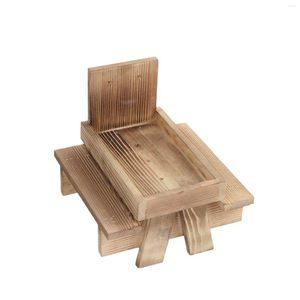 Chaise couvre ménage en bois écureuil mangeoire style simple créatif bricolage artisanat extérieur ornements de jardin table d'alimentation en noix de maïs