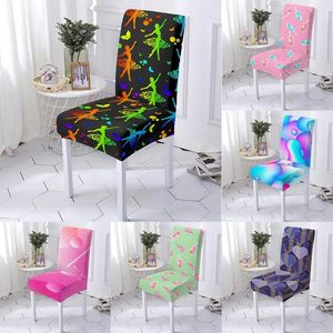 Fundas para sillas Funda con estampado de helado Spandex Protector de asiento elástico Lavable Decoración para fiestas de comedor