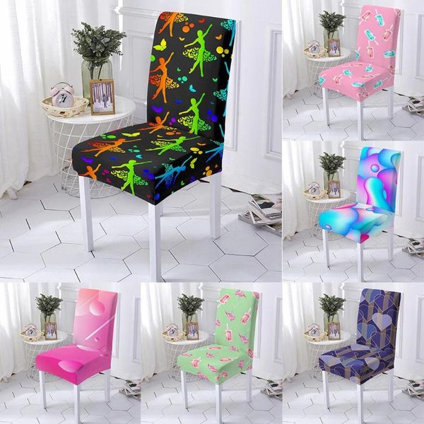 Housses de chaise Ice Cream Print Cover Spandex Stretch Seat Protector Lavable Dining Party Decoration