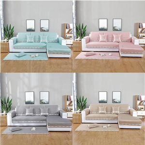 Stoelbedekkingen Ice Silk Sofa voor woonkamer Home Decor Toekje 1/2/3/4 stoel Non-Slip Summer Loveseat Solid Color Couch Slipcoverschair