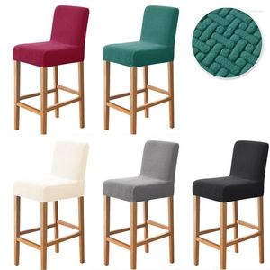 Stoelhoezen Jacquard Barkrukhoes Korte Rug Stretch Seat Case Effen Kleur Armloze Stoelen Voor Bruiloft Banket Eetkamer