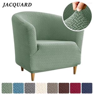 Stoelbedekkingen Jacquard Club Sofa Cover Stretch Solid Color Single Arc-vormige kuip fauteuil Slipcovers voor Bar Wedding El Party