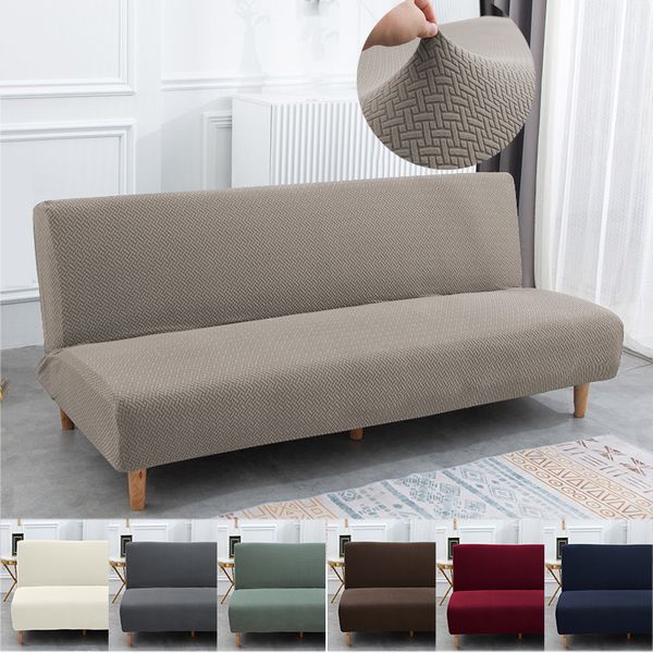 Housses de chaise Jacquard Tissu Sans Bras Canapé-Lit Couverture Canapé Année Décor Housses Stretch Protecteur Élastique Banc Futon Couverture 230627