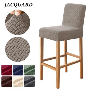Housses de chaise en tissu Jacquard, couleur unie, dossier court, doux et extensible, pour siège de bar, bureau, fête, salon