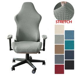 Housses de chaise Jacquard Gaming Chair Cover Stretch Lavable Polar Fleece Office Seat Covers Anti-Slip Plaid Fauteuils Slipcover Pour Home Decora 230616