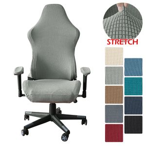 Stoelbedekkingen Jacquard Gaming Chair Cover Stretchable Wasbare Polar Fleece Office Seat Covers Anti-Slip Plaid fauteuils Slipcover voor Home Decora 230823