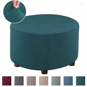 Cubiertas de silla Jacquard Otomano Taburete Cubierta Elástica Round Footstool Sofá Slipcover Reposapiés para reclinable Lavable