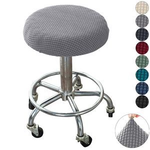 Stoelbedekkingen Jacquard Round Cover Spandex Elastische Bar Stool vaste kleur Armloze zitbeschermer Home Slipcover