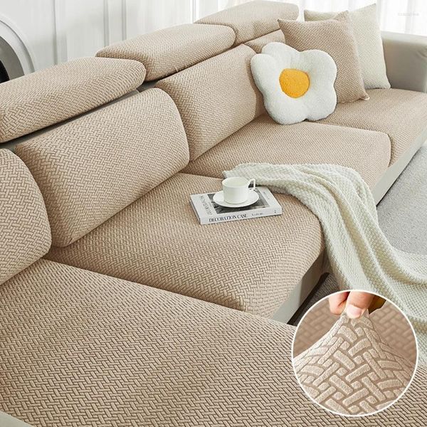 Couvre-chaise Jacquard Sofa Cover Solid Elastic Cushion Salon Room Washable Sild Spandex Slipcover Chaise Lounge Home Pet