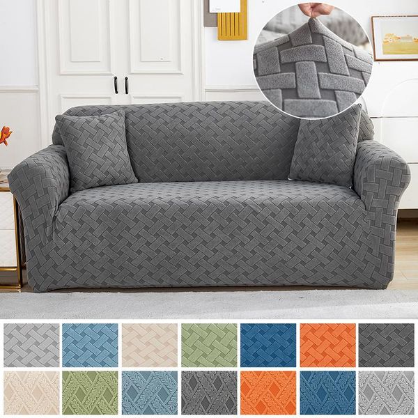 Fundas para sillas, sofá Jacquard para sala de estar, funda de sofá con patrón cruzado elástico, funda seccional de esquina en forma de L, lavable
