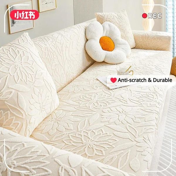 Housses de chaise Housse de canapé en velours jacquard élastique universel anti-rayures 1/2/3/4 sièges housse de futon inclinable durable