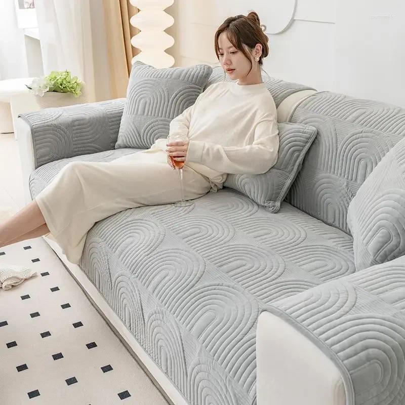 Chair Covers Jacquard Velvet Sofa Non Slip Mat Thicken Warm Washable Couch Solid Color Soft Towel Slipcovers For Living Room