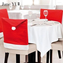Couvre-chaise Janeyu Année décorations 6 pcs / set Christmas Santa Claus Hat Home Party Dining Table Decoration Cadeaux