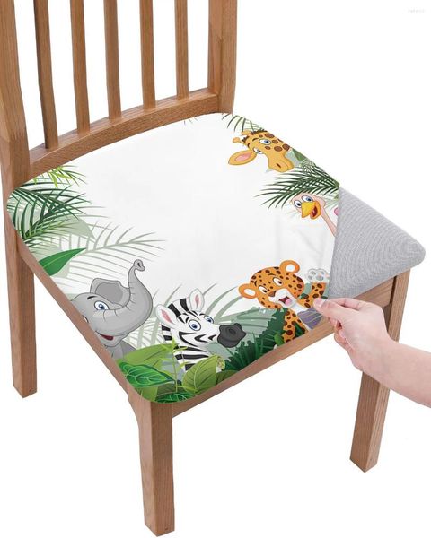 Couvre-chaise Couvre de la jungle Animal Cartonne animée Girafe Elephant Elastic Soutr Cover For Hlebcovers Dining Room Protector Stretch