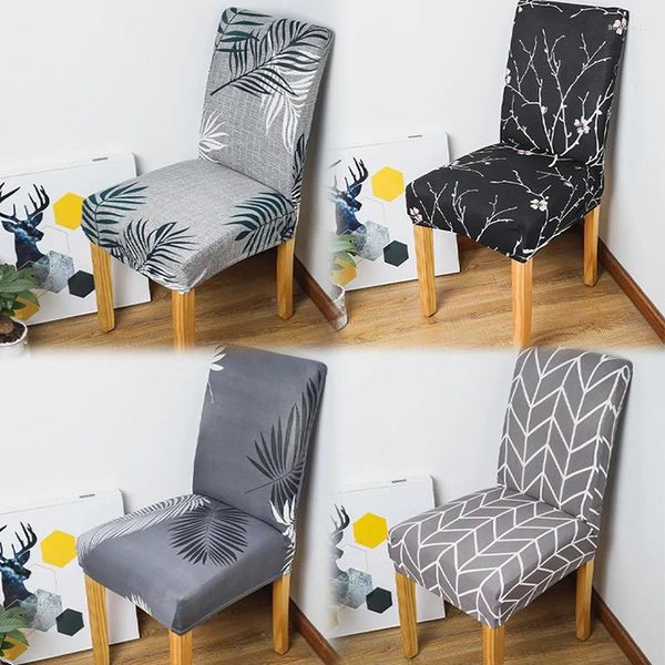 Couvre-chaises en tricot de couverture imprimée élastique amovible pour la salle à manger du bureau de maison