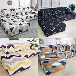 Housses de chaise L SHAPE Chase Long géométrique imprimé Spandex canapé pour salon Stretch housses canapé couverture coin