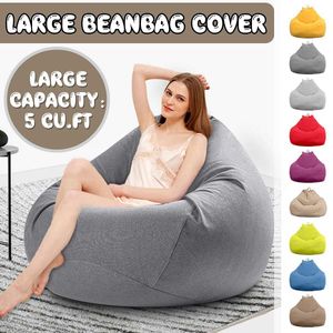 Couvre-chaise Beaucoup de petits canapés de pouf paresseux chaises de couverture sans remplissage en lin chariot Sac de parine pouf canapé tatami salon T240422