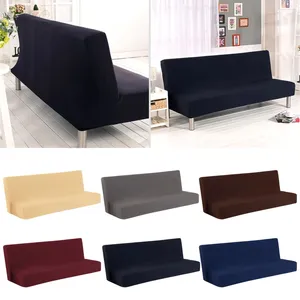 Stoelbedekkingen Grote bank Knoopklep opvouwbare vaste kleur futon slipcover polyester elastische stof all -inclusive