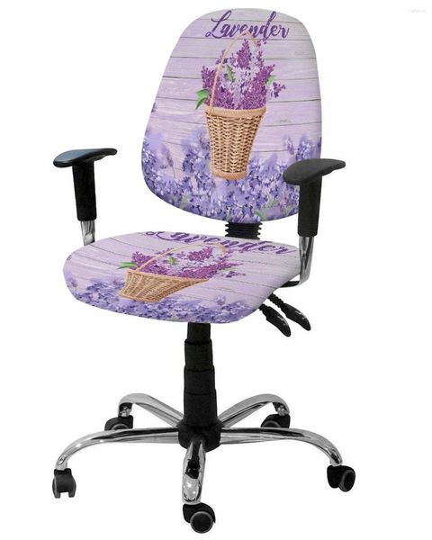 Couvriers de chaise Lavender Panier de fleurs élastique Couvre d'ordinateurs en fauteuil