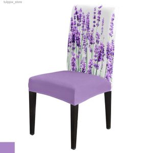 Housses de chaise Lavande plante fleurs violet blanc housse de chaise salle à manger Spandex extensible housses de siège maison bureau décoration bureau chaise étui ensemble L240315