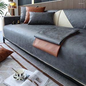 Stoelbedekkingen Lederen bankkussen vaste kleur vier seizoenen waterdichte bankomslag antislip slipcover voor woonkamer decor blad