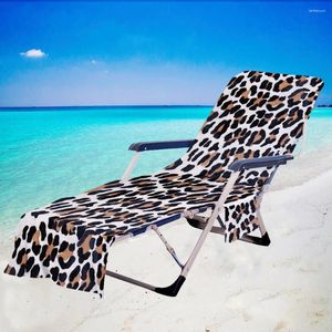 Couvre-chaises Couverture de plage léopard avec poches latérales