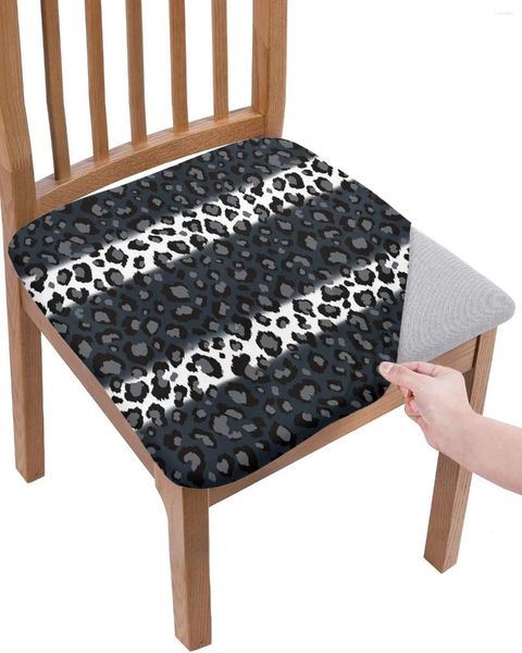 Couvre-chaise Couvrairement léopard imprimé noir blanc rayé coussin stretch couvre à manger holboubres pour la maison El Banquet salon