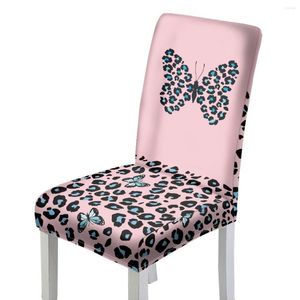 Couvre-chaise Couvre-cartouche de papillon à imprimé léopard coussin de salle à manger imperméable et à poussière pour une couverture de réunion