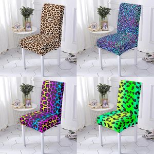 Stoelhoezen Leopard Print Dining Cover vuil-proof Slipcovers Spandex Stretch Cushion Protector Wasbaar Home Decor