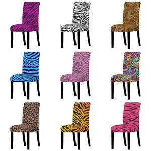 Housses de chaise imprimé léopard, en Spandex, extensible, en Polyester, élastique, lavable, pour salle de mariage, Banquet, 231205