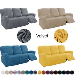 Stoelhoezen LEVIVEl Fluwelen Stretch Sofa Cover Elastische Fauteuil antislip Meubels Protector Fauteuil Home Decor 230802