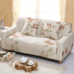 Housses de chaise café clair marron fleur housse de canapé extensible élastique tout compris antidérapant canapé salon Cubre Protetor