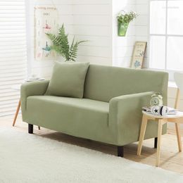 Cubiertas de silla Cubierta de sofá de sofá universal verde claro para sala de estar Color sólido Funda de esquina Spandex A