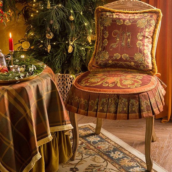 Housses de chaise légères, Style européen de luxe, coussin de Table à manger, thé, année rouge, noël