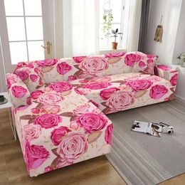 Cubiertas de la silla Sala de estar Cover bajo la esquina estirada del patrón de rosa brillante para el 1/2/3/4 SENTA LA SUPERA L