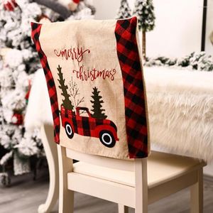 Housses de chaise belle belle housse de motif de tracteur de style de Noël extensible facile à installer pour l'intérieur