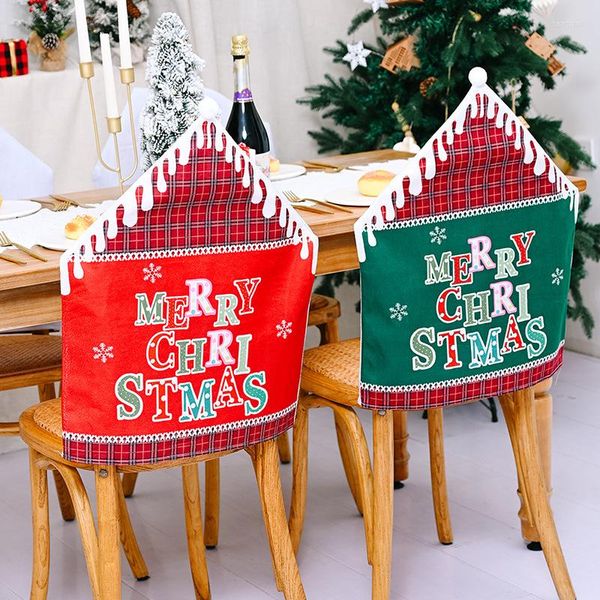 Housses de chaise LuanQI 2022 noël rouge vert Alphabet tissu housse de siège décorations pour la maison Noel Navidad année 2023