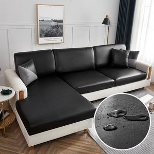 Housses de chaise Housse de coussin de siège de canapé en similicuir PU de luxe Imperméable Amovible Lavable Housse Protecteur de meubles pour animaux de compagnie Canapé noir