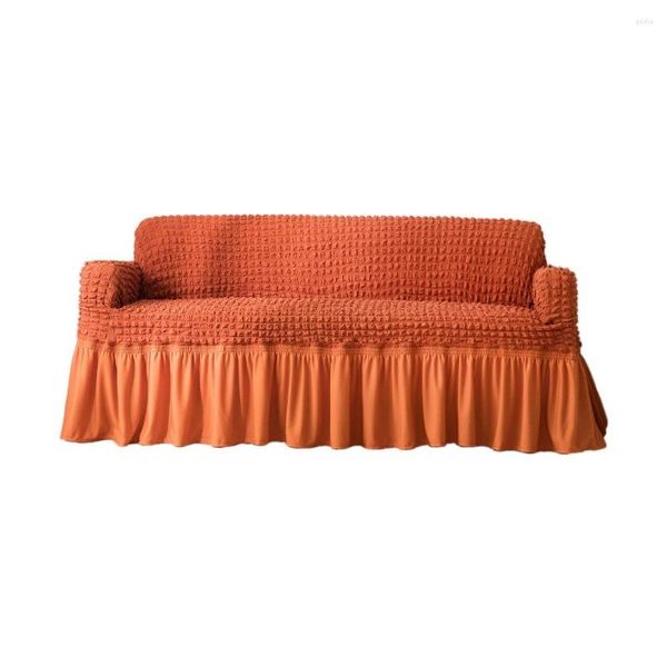 Housses de chaise housse de canapé de luxe 3D Popcorn Style housse universelle protecteur de meubles canapé élastique avec jupe élégante Orange