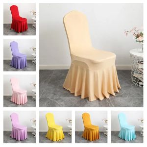 Stoelhoezen Lycra Wedding Chair Cover Party Decoratie Spandex met rok geplooid Gebruik Elastische stretch Dining Luxe verjaardag El Banquet 230706