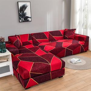 Stoelbedekkingen Magic Geometry Print Spandex Sofa SLIPCOVER Plaid Stretch All-Inclusive Cover Elastic L-Shape Corner Couch voor huisdieren