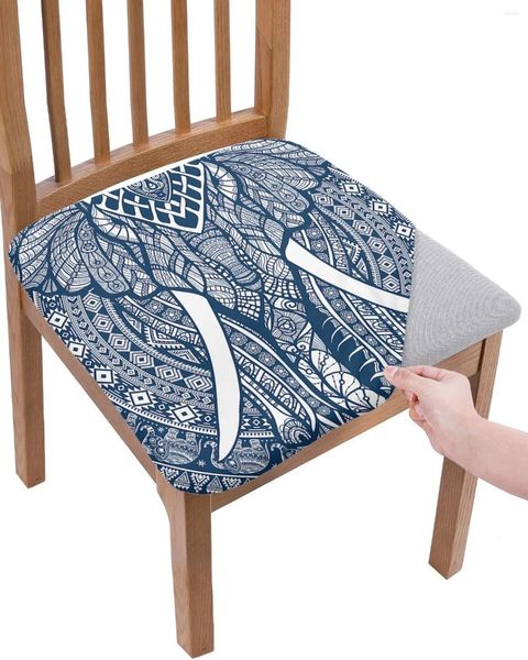 Couvre-chaise Mandala Match Elephant Blue Seat Cushion Stretch Stretch Dining Cover Covers for Home El Banquet Living Room