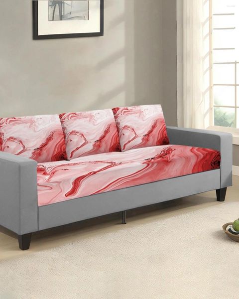 Cubiertas de la silla Textura de fluido de mármol Sofá rojo Cojín de la cubierta de cojín Muebles Protector elástica Slavable Slip fundas elásticas removibles