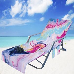 Stoelbekleding marmeren zomerzon lounge cover met opbergzakken zachte microfiber strand lange recliner handdoek